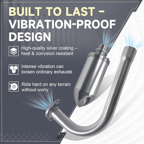 Exhaust Pipe with Muffler for GX160 GX200 for Predator 212cc Silver - color: Silver
