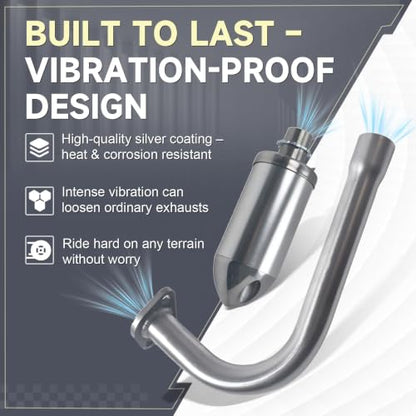 Exhaust Pipe with Muffler for GX160 GX200 for Predator 212cc Silver - color: Silver
