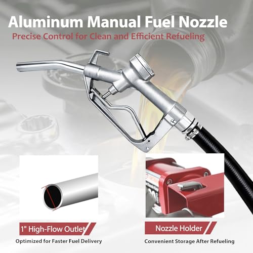 FMCNMech 12V Fuel Transfer Pump Kit, 20 GPM with Manual Nozzle - color: 20 GPM Gas & Diesel Pump