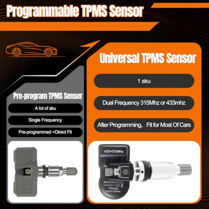 ‎SHOCKENT Universal Programmable TPMS Sensor, Dual Frequency (1 Pcs)