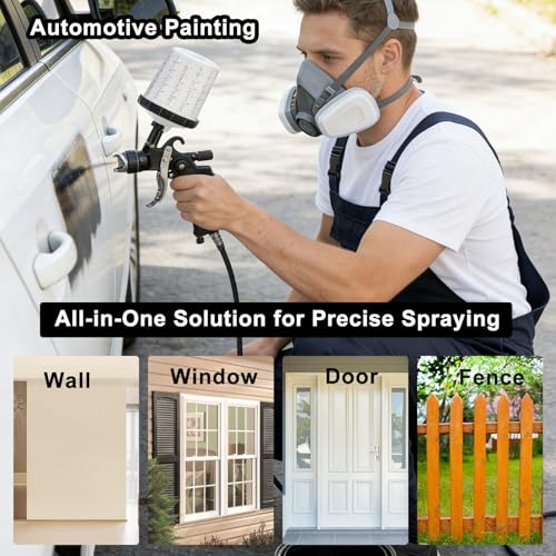 HVLP Spray Gun Kits with 1.4/1.7/2.5mm Nozzles 2 Cups Automotive Paint Guns - color: Black