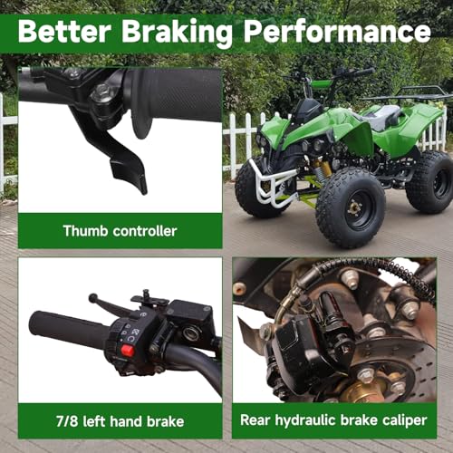 110cc 125cc ATV Hand Rear Hydraulic Disc Brake Master Cylinder Caliper Kit for Tao Tao Coolster 90cc 70cc Kazuma Roketa Loncin SunL Chinese 4-Stroke Quad 4 Wheeler Part with 7/8 Thumb Throttle
