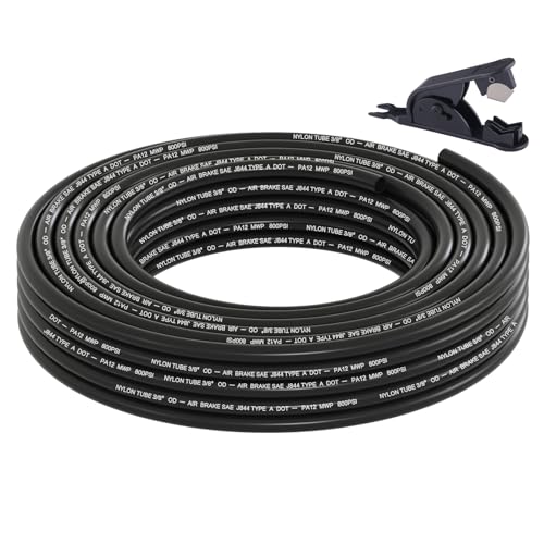 3/8" DOT Air Line, 35FT SAE J844 PA12 Nylon Air Tubing with Cutter - size: 3/8" OD 35FT