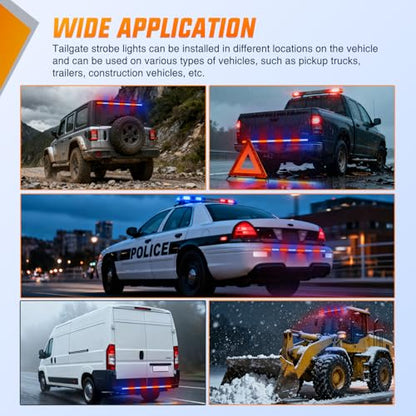Nilight 60 Inch Emergency Strobe Light Strips with Controller Red Blue - color: 60" Tailgate Strobe w/ Controller Red/Blue