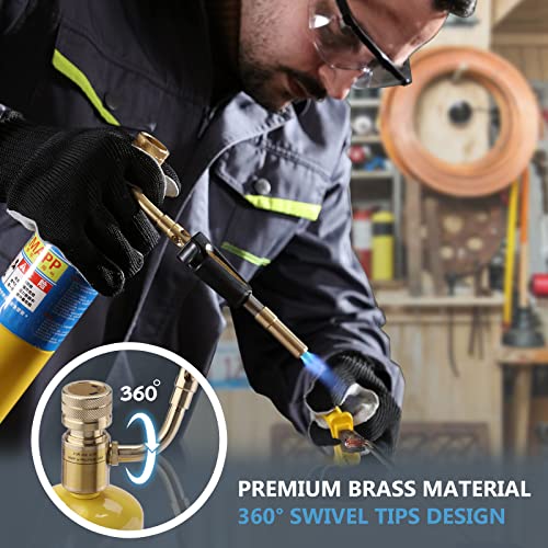 Propane Torch Head with Igniter, Adjustable Flame for Soldering - color: Black and Gold