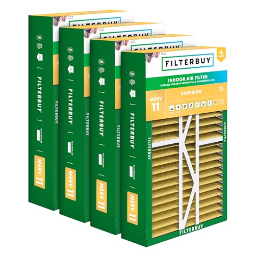 Filterbuy 16x25x5 Air Filter MERV 11 Pet & Allergy Defense (4-Pack) - style: 16x25x5 (Actual: 15.38 x 25.50 x 5.25)