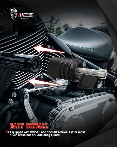 MZS Motorcycle 1.25" Crash Bar Sliders for Touring Softail Sportster Dyna - size: 2 PCS