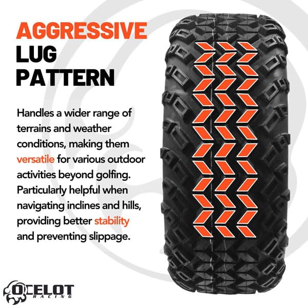 Ocelot Atacama 23x10-12 A/T Golf Cart Tire – All Terrain, DOT Approved, 4-Ply Construction, Smooth Operation & Quiet Ride, Tread Design for On/Off-Road Use