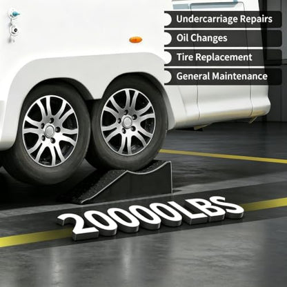 2 Piece Tandem Wheel Ramp, Portable Car Service Ramp, 5.5in Tire Lift Trailer Wheel Jack RV Flat Tire Ramp, for Routine Tire Replacement Repairs