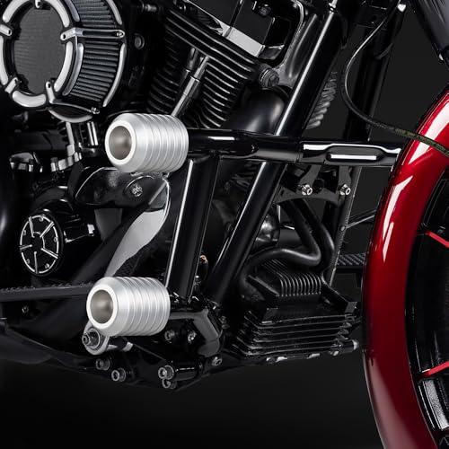 Advanblack Protek Two Step Highway Peg Crash Bar with CNC Slider Fit for 2014-2025 Harley Touring Road Glide Street Glide Electra Glide – Engine Guard Performance Upgrade (Silver CNC) - color: Silver CNC
