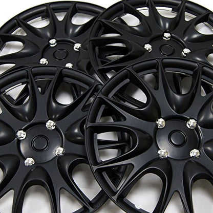 WC3-14-3533-B - Pack of 4 Hubcaps - 14-Inches | Black | Style 533 Style Snap-On (Pop-On) Type Matte Black Wheel Covers Hub-caps - size: 14-Inches | Black | Style 533