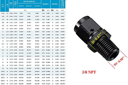 AC PERFORMANCE -6 AN Female to 3/8" NPT Male Swivel Fitting Aluminum Black - color: Black, size: 6AN to 3/8 NPT