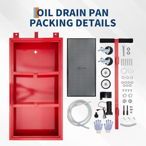 20 Gallon Low Profile Oil Drain Cart, 110V Pump, 8.2ft Hose & Free Gloves - color: Red, size: 20 Gallon(110V Electric Pump&Gloves)