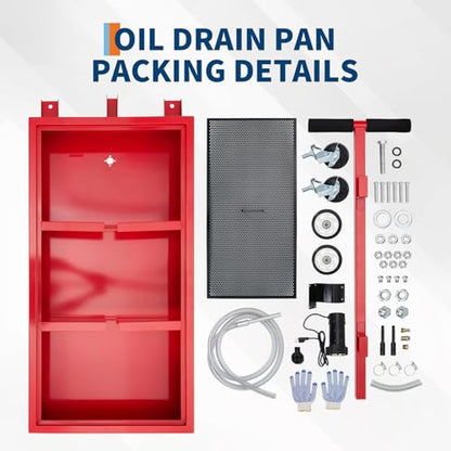 20 Gallon Low Profile Oil Drain Cart, 110V Pump, 8.2ft Hose & Free Gloves - color: Red, size: 20 Gallon(110V Electric Pump&Gloves)