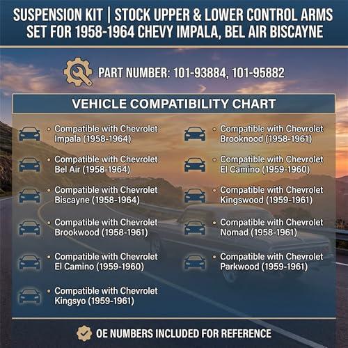 Suspension Kit Upper Lower Control Arms For Chevy Impala Bel Air Biscayne - size: 101-93884, 101-95882