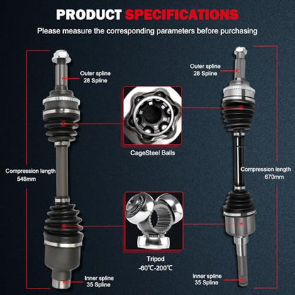 CCIYU Front CV Axle Shaft Assembly for Ford for Escape 2001-2008 for Mazda - size: 83-4585