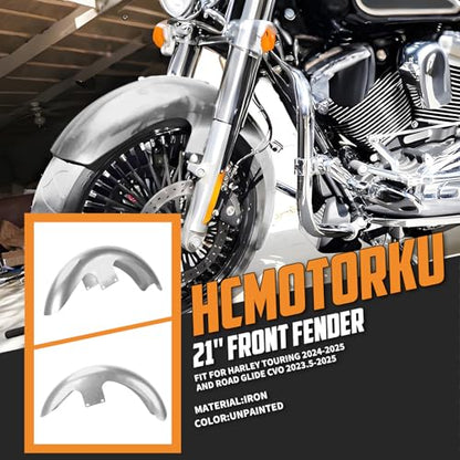 21 inch Front Fender Mudguard Fit for Harley Touring Road King FLHR Electra Glide FLHT Street Glide FLHX 2024-2025 CVO Road Glide 2023.5-2025 Unpainted - style: Unpainted 21inch 2024-2025