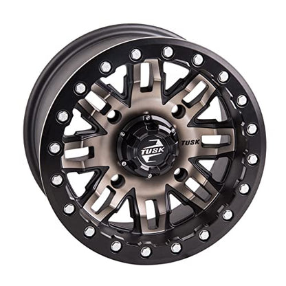 (2 Pack) 4/156 Tusk Teton Beadlock Wheel 14x7 5.0 + 2.0 Smoke/Black For YAMAHA Wolverine RMAX 4 1000 XT-R 2021-2022