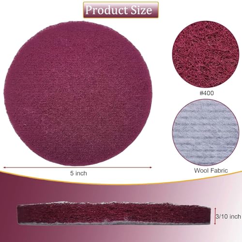10 PCS 5 Inch 400 Grit Scrubber Scouring Pads Flocking Scuff Pads -Hoop and Loop Scuff Pads Conditioning Discs Polishing Pad for Furniture Automotive Cleaning, Rust Removal - style: 400 Grit