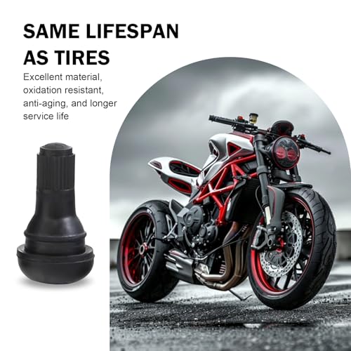 Qurbun 5 PCS TR412 Tire Valve Stems, Rubber Snap-in Short Tubeless Tire Valve Stem, Air-Tight Seal Valve Stem Replacement Kit, Fit for 0.453 inch Rim Holes on Standard Vehicle Tires (Black) - size: 5 PCS # TR412