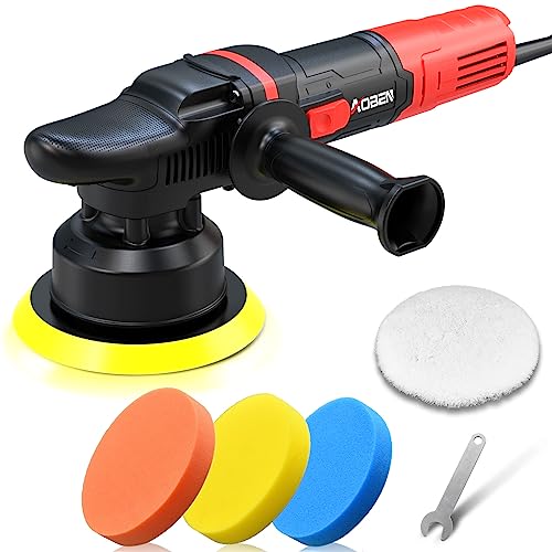 AOBEN Car Buffer Polisher,6 inch Dual Action Polisher,Random Buffer Polisher kit with 6 Variable Speed 1000-4500rpm,Detachable Handle,4 Buffing Pads for Car detailing Polishing and Waxing - size: AT3501-7