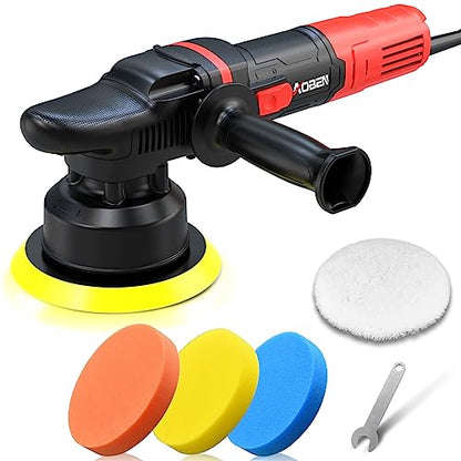 AOBEN Car Buffer Polisher,6 inch Dual Action Polisher,Random Buffer Polisher kit with 6 Variable Speed 1000-4500rpm,Detachable Handle,4 Buffing Pads for Car detailing Polishing and Waxing - size: AT3501-7