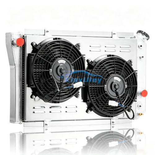 3 Row Aluminum Radiator & Fan Shroud Kit Fit for 1982-2002 Chevrolet S10/S-10 Blazer V8 Conversion for 1984-1990 Chevrolet Corvette 5.7 V8
