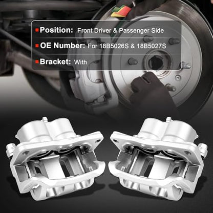 cciyu Front Left & Right Disc Brake Calipers With Bracket 18B5026S 18B5027S - size: Front[18B5026S+18B5027S]