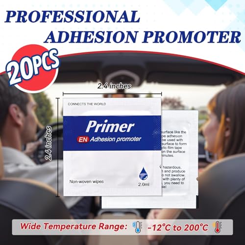 20 Pcs Adhesion Promoter for Plastic, Professional Adhesive Promoter, Metal, Plastic Adhesion Promoter Enhancing Bond Strength of Double Sided Mounting Tape & Molding Tape