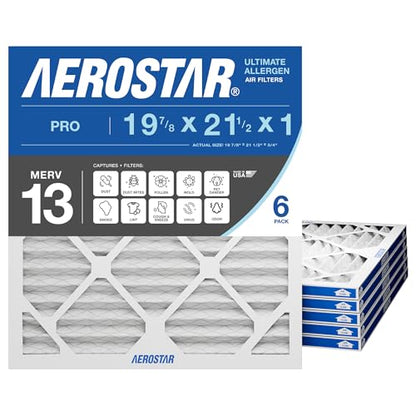 Aerostar Air Filter 20x20x1 MERV 13 AC Filter, HVAC, Furnace Filter, 6 Pack - style: 6 PACK