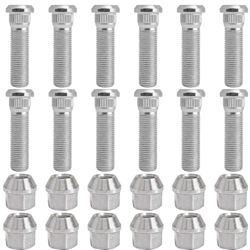 12Sets 1/2-20 Inch Wheel Stud with Nuts for Trailer Compatible with Lippert Axles 3500 lb, Compatible with Dexter Axles 4400 lb with 1/2"-20 UNF Thread Size, Wheel Studs - size: 12Sets