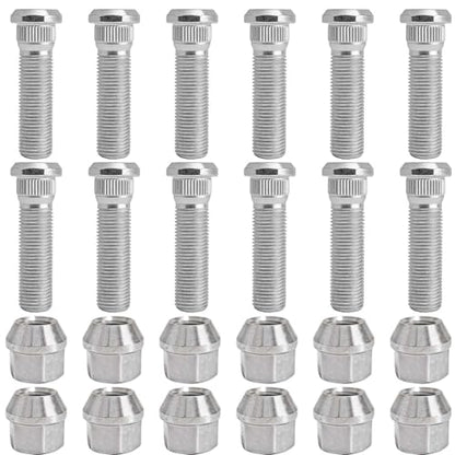 12Sets 1/2-20 Inch Wheel Stud with Nuts for Trailer Compatible with Lippert Axles 3500 lb, Compatible with Dexter Axles 4400 lb with 1/2"-20 UNF Thread Size, Wheel Studs - size: 12Sets