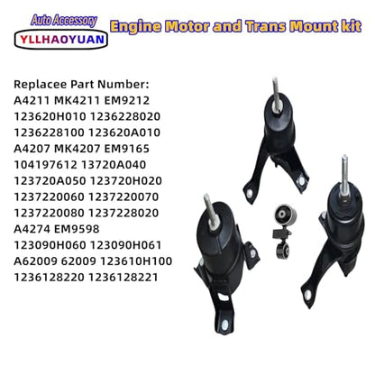 Yllhaoyuan Engine Motor Transmission Mount Set for 2007-2011 Camry 2.4L - size: 2007-2011 Camry 2.4L