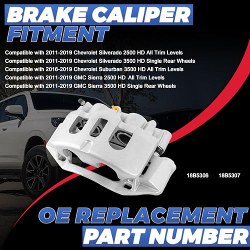 18B5306 18B5307 Rear Disc Brake Calipers Compatible with 2011-19 Silverado - size: Rear 18B5306+18B5307