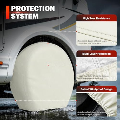 Explore Land Tire Covers 2 Pack Fit Tire Diameters 26-28.75 inch, Off White - size: M (Fits Tire Diameters 26''-28.75''), style: Off White - 2 Pack