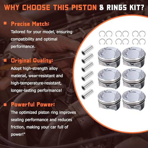 06M107065AB 6pcs Engine Pistons Ring Sets Fit for Touareg Audi S4 B9 S5 A6 A7 A8 Q7 SQ5 3.0 TFSI V6 DOHC 24V EA839 Replace for 06M107066AB 06M198151 079311327A