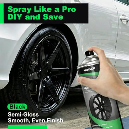 NADAMOO Black Spray Paint for Wheels, Semi-gloss - color: Black, size: 13 Ounce (Pack of 2)