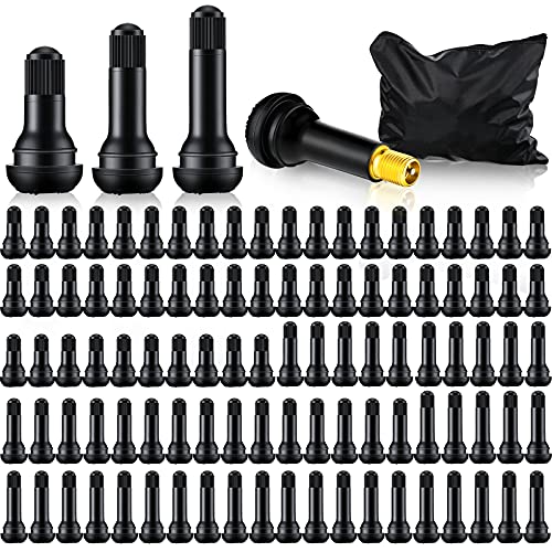 Frienda 100 Pcs Tire Valve Stems with Zip Bag for 0.453" Tubeless Rim Holes