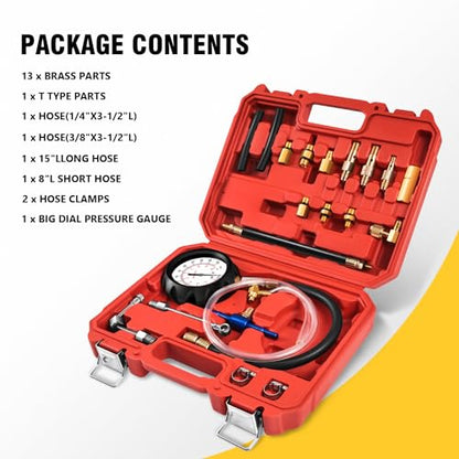 DNA Motoring Auto Fuel Pressure Gauge Tester Kit Oil Combustion Spraying Pressure Meter Tool Set for Trucks Cars Motorcycles, TOOLS-00338 - style: Fuel Pressure Gauge Tester