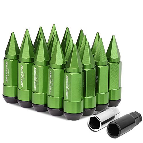 Auto Dynasty M12 x 1.5 Open/Closed End Design 20-Piece Aluminum Alloy Wheel Lug Nuts + 2 X Deep Drive Extension (Green) - color: Green