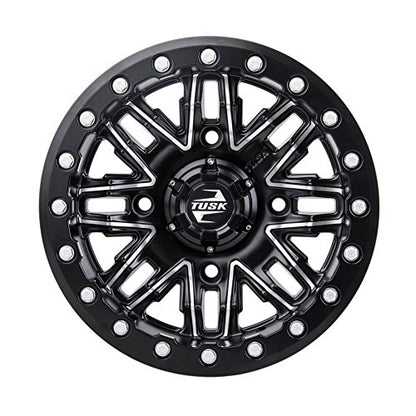 TUSK 4/137 Nebo Beadlock Wheel 14x7 4.0 + 3.0 Machined/Black Compatible with Can-Am Maverick Sport 1000R X XC 2020-2023