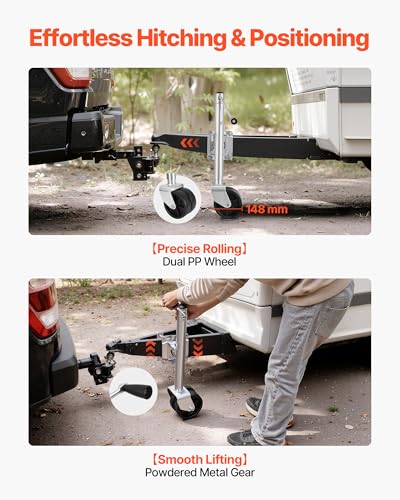 VEVOR Trailer Jack with Wheel, 2000 lbs Load Capacity, Heavy Duty Swivel Boat Trailer Jack with PP Dual Wheel & Ergonomic Handle, 15-27 Inch Lift Range, Fit for RVs, Boats and Utility Trailers - size: 2000lbs Upgraded (15-27 Inch Lift Range)