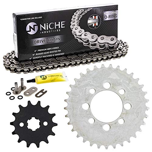 NICHE Drive Sprocket Chain Combo for Kawasaki KLX110 Suzuki DRZ110 Front 14 Rear 33 Tooth 420V O-Ring 86 Links - size: O-Ring Chain