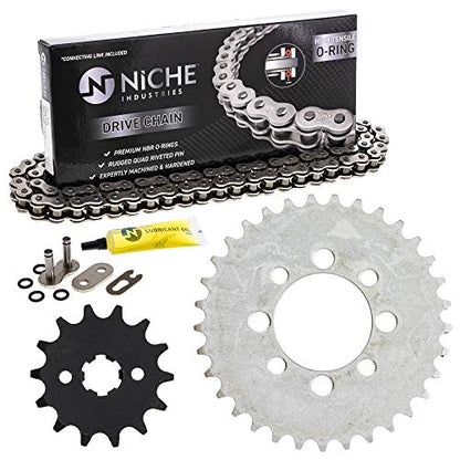 NICHE Drive Sprocket Chain Combo for Kawasaki KLX110 Suzuki DRZ110 Front 14 Rear 33 Tooth 420V O-Ring 86 Links - size: O-Ring Chain