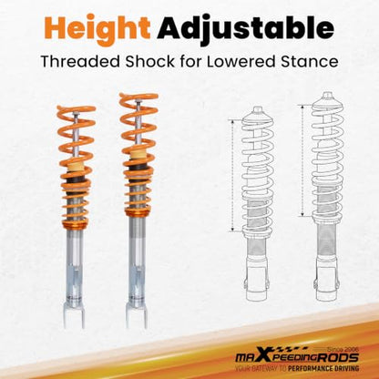 maXpeedingrods Coilovers for Chrysler 300C 2005-2010, for Dodge Magnum 2005-2010, Height Adjustable Coilovers Suspension Kit, Preset Damping Lowering Kit Gold