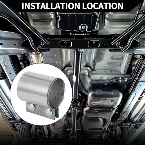 Exhaust Pipe Clamp/Exhaust Muffler Tube Joint for Car Truck/Durable Stainless Steel 2.56" 87mm / 1 Pc Silver Tone - size: 2.56''