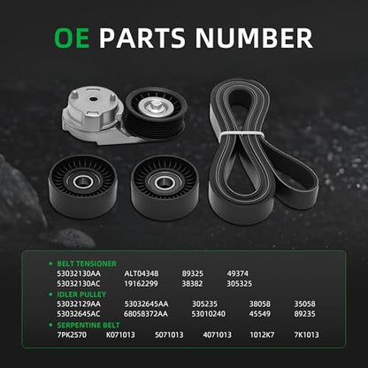 Serpentine Belt Tensioner idler Pulley Kit for Dodge Ram 1500 5.7L V8 03-08 - size: for Ram 1500/2500/3500