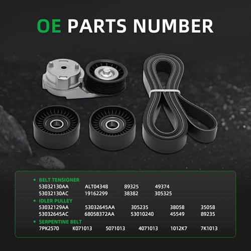 Serpentine Belt Tensioner idler Pulley Kit for Dodge Ram 1500 5.7L V8 03-08 - size: for Ram 1500/2500/3500