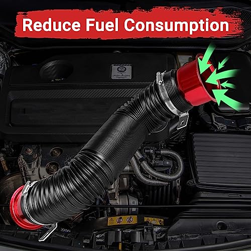 Intake Pipe Intake Duct, 3 Inch/76mm Universal Aluminum Cold Intake Tube for Automotive Car- Red - color: Red