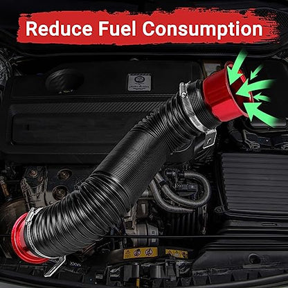 Intake Pipe Intake Duct, 3 Inch/76mm Universal Aluminum Cold Intake Tube for Automotive Car- Red - color: Red